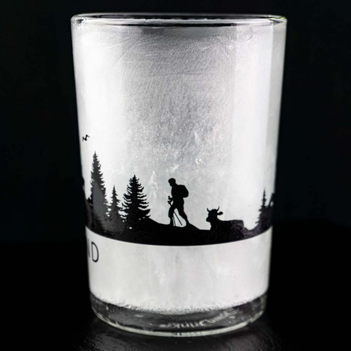 CoolDownDrink-Glas mit Bedruckung SWITZERLAND, personalisiertes Glas, selbstkühlendes Glas Dieses Glas kühlt ohne Eis. Vergiss Eiswürfel.